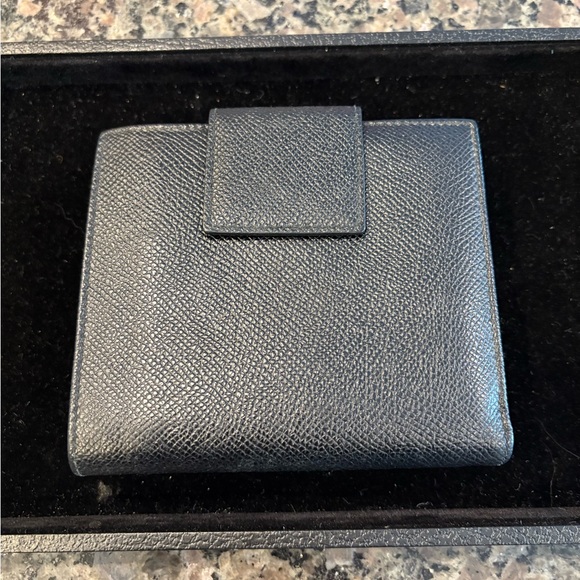 BVLGARI Black Leather Wallet with Silver Logo - Picture 3 of 11